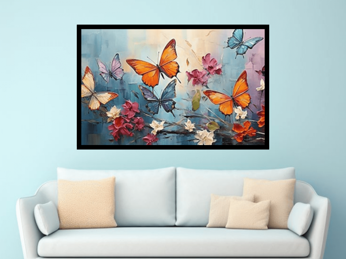 Fluttering Elegance – Colorful Butterfly Wall Art - Memories InsiteCOLOURFULL BUTTERFLY WALL FRAME-BLACK / 20*20 INCH